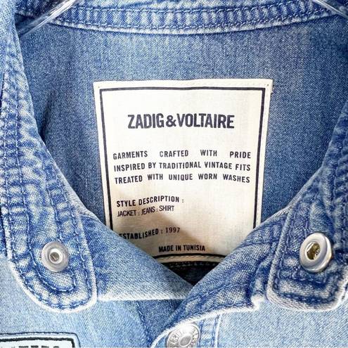 Zadig & Voltaire NWT  This Denim Patch Button Down Top S Blue