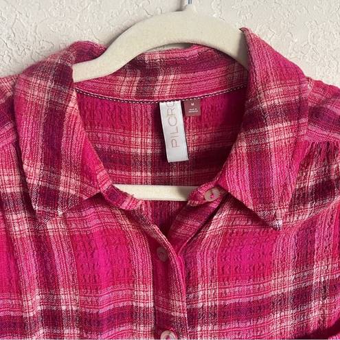 Pilcro  Anthropologie Plaid Button Down Pink