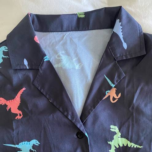 American Vintage Cute Dinosaur Button Down Tee Shirt