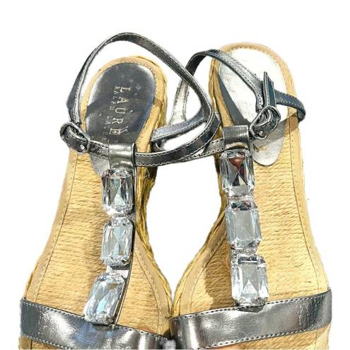 Ralph Lauren Lauren  Corala Espadrille Rhinestone Wedge Sandals Size 7