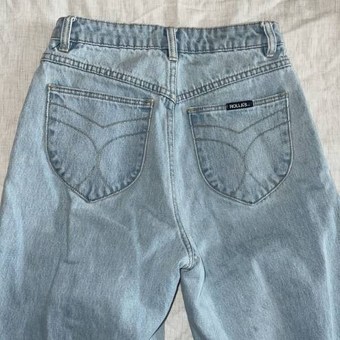 Rolla's  Heidi High Rise Loose Straight Jeans in Holiday Blue Busted Knee Size 24