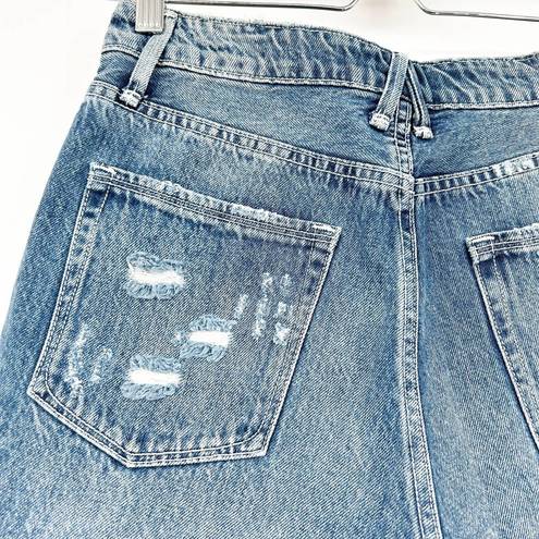 Good American Womens Button Fly Distressed Frayed Hem Denim Jean Shorts Size 25