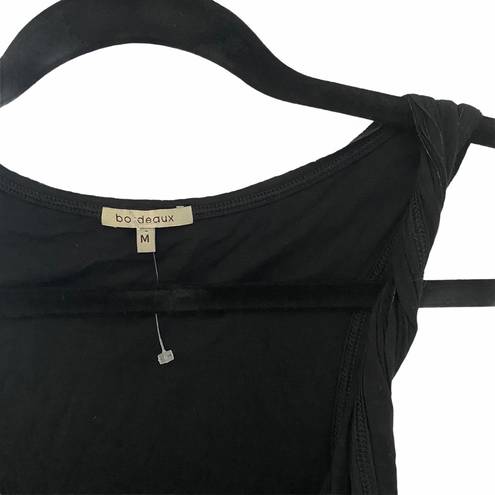 Bordeaux new  ᪥ Beaded Seamless Stretch Twisted Strap Top ᪥ Black ᪥ Medium