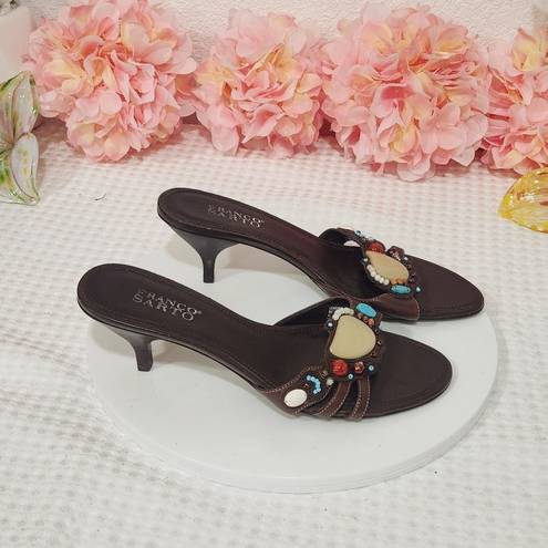 Franco Sarto  Southwest Boho Style Kitty Heel Sandals Size 9M