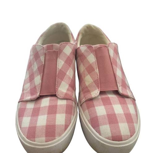 Isaac Mizrahi  Live! Pink White Check  Gingham Slip On Canvas Sneaker Size 8.5M