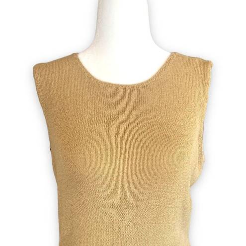 Josephine Chaus Vintage  Sweater Neutral Pullover Knit Sleeveless Tan Scoop Neck