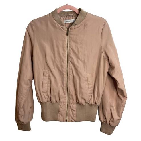 Bishop and Young  Blush Pink Satin Bomber Jacket