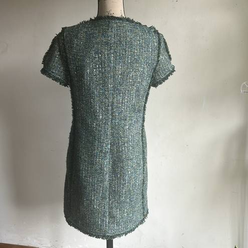 W By Worth  Short Sleeve Fringe Trim Green Dress Size 6