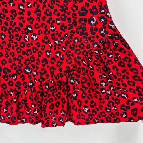 Lovers + Friends  Women's Sahara Cheetah Lined Lena Mini Skirt Red Black Size XS