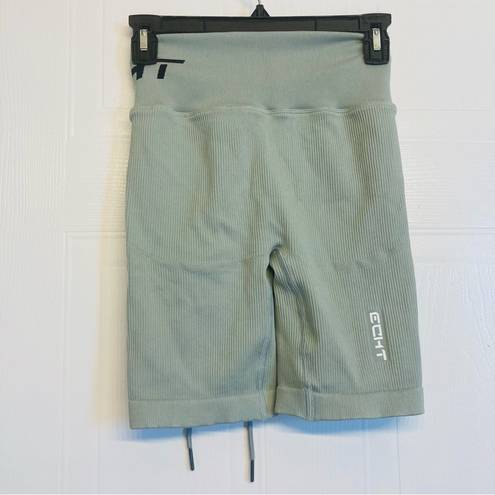 ECHT  Arise Style Ribbed Drawstring Bike Comfort Shorts Womens Size Small Grey