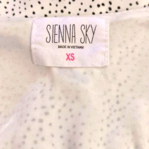 Sienna Sky  Dress Midi High Low Wrap V neck Dress White & Black Dotted Size XS