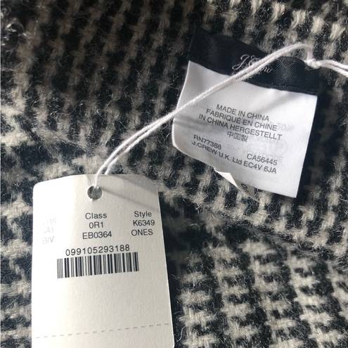 J.Crew Cape Scarf Glen Plaid BLACK  Light Acadamia Wool Blanket Cozy Wrap Poncho