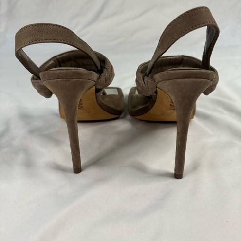 DKNY NWOB  Size 6.5 Brown Leather Ranae Square Toe Slingback Stiletto Sandal