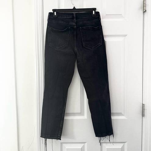 Gap  Denim Washed Black Vintage High Rise Slim Jeans Open Raw Ankle Hem 28 Short