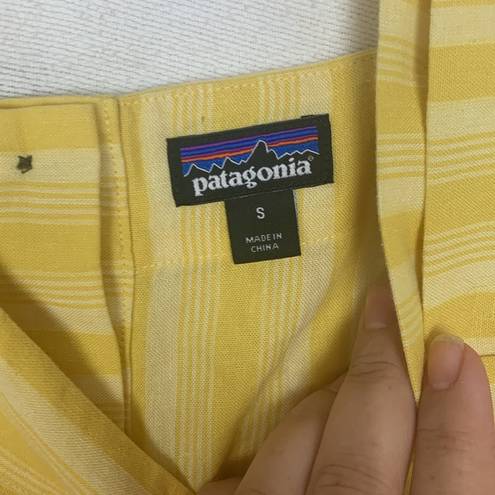 Patagonia  women's small Garden Island dress yellow white stripe prairie cottage