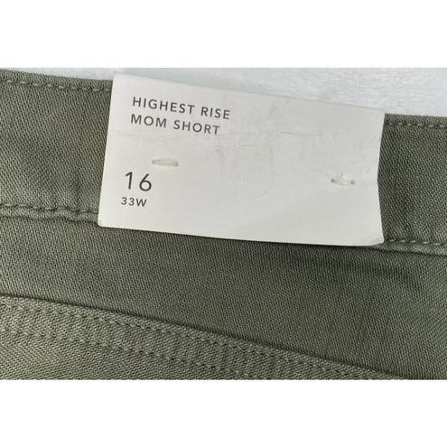 American Eagle New  Highest Rise Mom Shorts Womens 16/33 Green Raw Chewed Hem