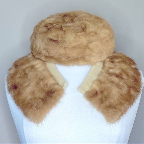 Krass&co VINTAGE FUR Pillbox Hat & Fur/Cashmere Collar G. Fox & . Hartford CT