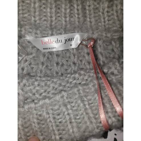 belle du jour Nwt  Size Medium Women's Grey Cable Knit Chunky Sweater