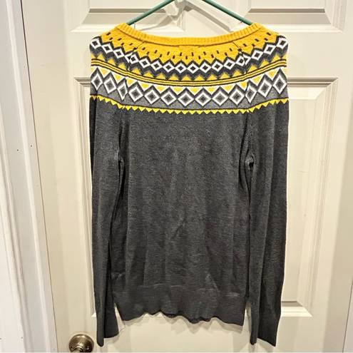 Merona  Yellow and Gray Fair Isle Yoke Sweater women’s size Large NWT