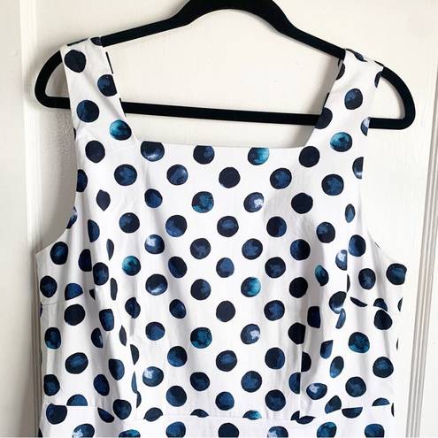 Talbots  Watercolor Polka Dots Square Neck Sheath Dress Blue White NWT 12