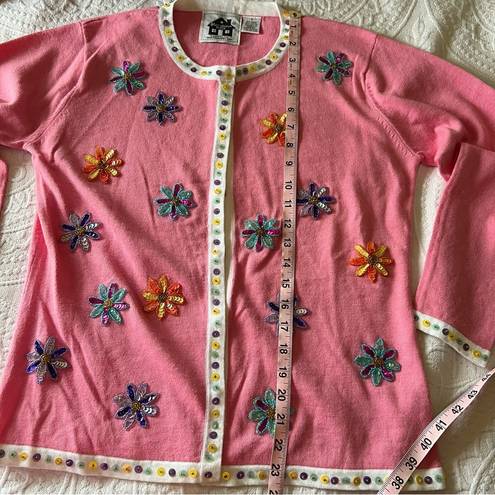 Daisy VINTAGE STORYBOOK KNITS Sequin flower  cardigan sweater SIZE SMALL BRATZ