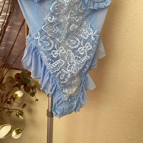 Dolls Kill Sugar Thrillz x  Blue Lace Butterfly lingerie Print Bodysuit size L