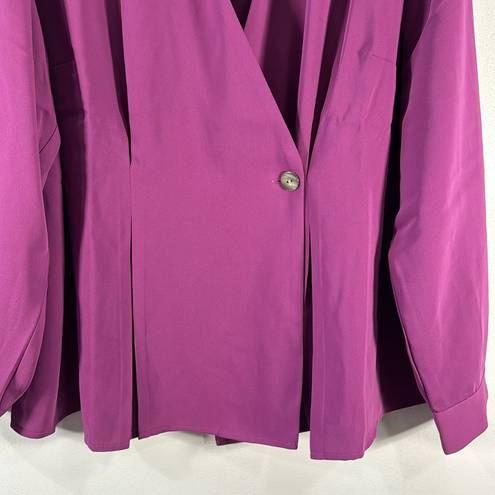 J.Jill  Wearever Easy-Care Pleated One-Button Top Purple Plum Size 2x