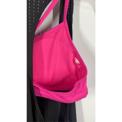 Nike  Women's Sport Mesh Layered Tankini Swim Top Black And Pink Size Medium