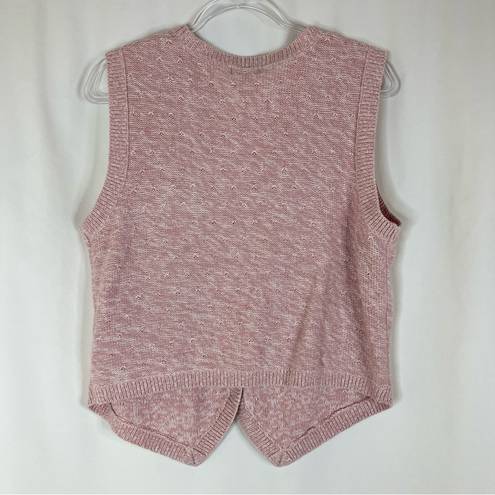 Talbots Christopher & Banks | Pink Knit Sweater Vest Button Front Soft Ramie Cotton XL