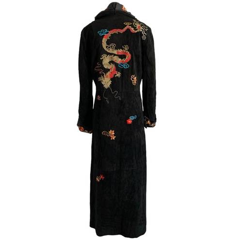 Mandalay Embroidered Suede leather Duster Trench Coat Size 6 NWT