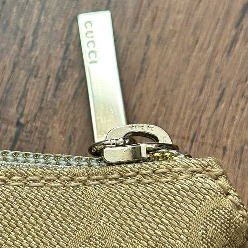 Gucci gold fabric logo bag with metallic bronze handle, NWOT