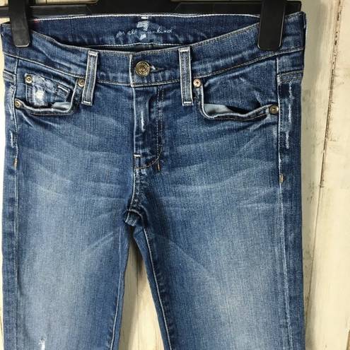 7 For All Mankind 7FAM Crop Dojos Denim Blue Jeans Capri Pants 6 Dojo Flare Cropped