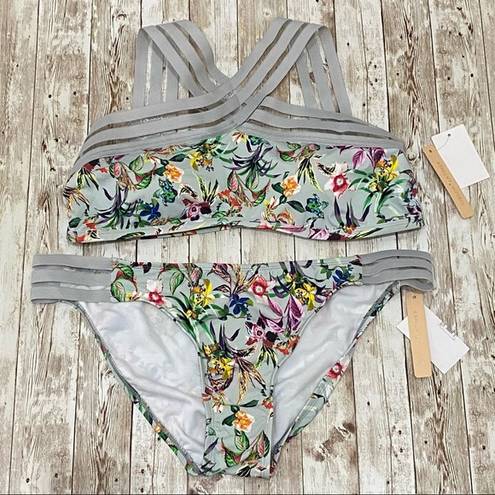 Gibson Latimer  Floral Tropical Print 2-pc Swim Set