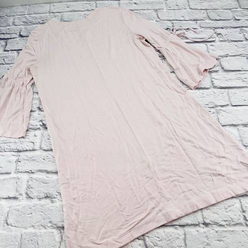 Loft  Outlet 3/4 Flare Sleeve Lounge T-Shirt Dress Medium Light Pink Round Neck