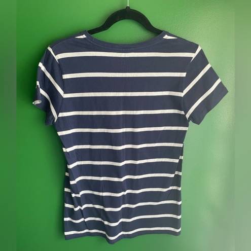 Ralph Lauren  Striped Navy Polo Tshirt Size M Medium EUC