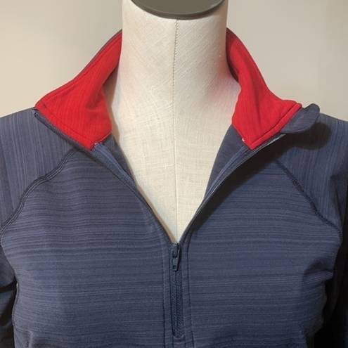 FILA  Blue Woman’s Active Pull Over half zipper pleated back top Sz Medium