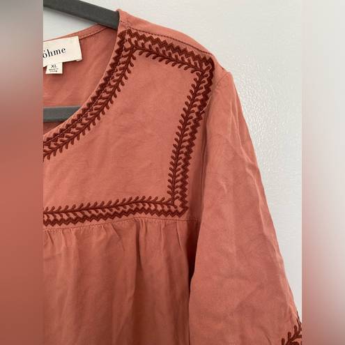Bohme  Nalei Embroidered Trim Top in Rose Size XL