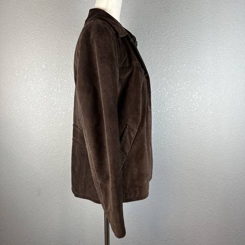 Coach  Womens Suede Leather Button Front Jacket Coat Size M Medium Brown Pockets