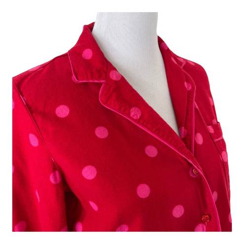 Kate Spade  Polka Dot Pajama Shirt Lounge Shirt Red Long Sleeve Women's Size‎ S