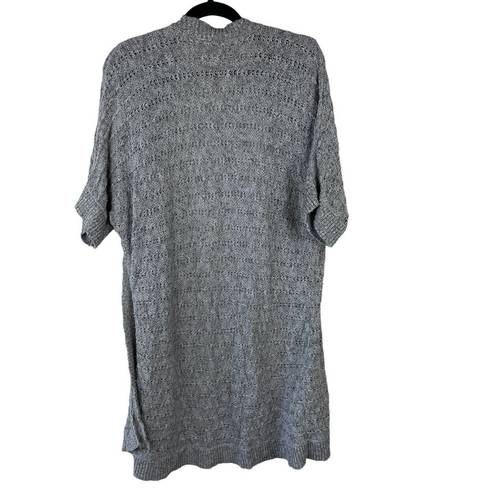 The Loft  Ann Taylor Open Front Cardigan Knit Sweater Womens Size L Gray Short Sleeve