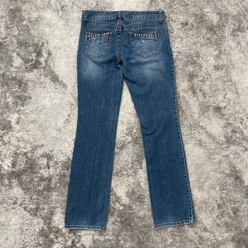 GUESS Vintage Y2K Faded Low Rise Studded Pockets Slim Straight Leg Jeans