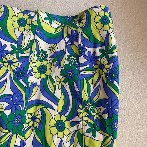 ZARA  Vibrant Floral Mini Dress Blue Green Size Medium