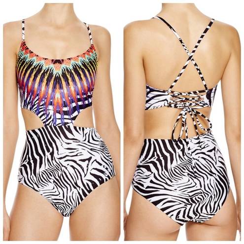 PilyQ  African Rays Embroidered Zebra One Piece