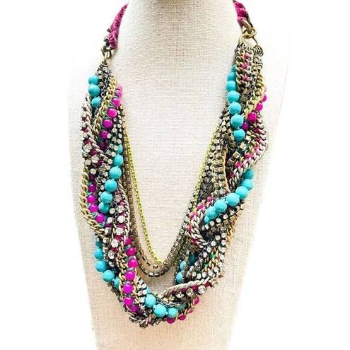 Stella & Dot Retired  Bamboleo Jade Turquoise Crystal  Necklace Retail $228