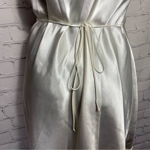 Linea Donatella  White Beaded Nightgown Lingerie Satin Babydoll Medium