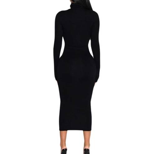 Naked Wardrobe  the nw turtleneck midi dress - Black Size XS