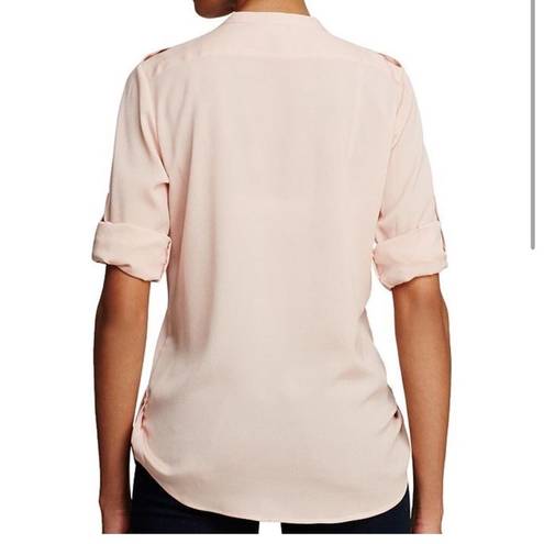 Calvin Klein  Zip Pocket Utility Blouse Top Blush Pink Work Business Size Large