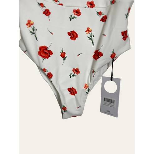 Charlie Holiday  White Red Floral One Piece Swimsuit Size 8