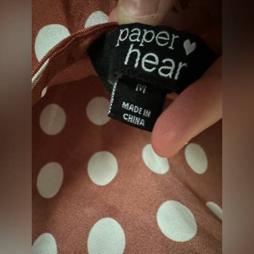 Paper Heart  Spaghetti Strap Copper Dot Satin slip dress Front side slit size M