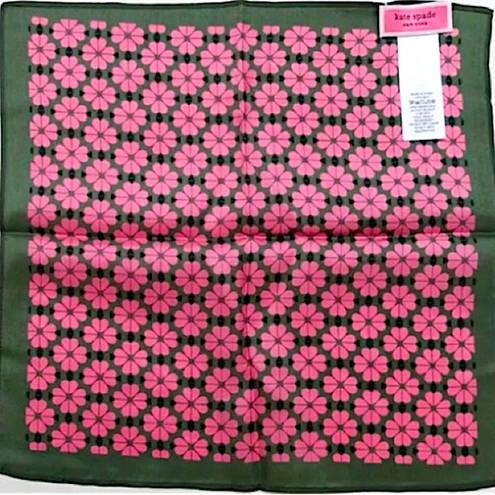 Kate Spade  100% silk heart/flower pocket or purse scarf